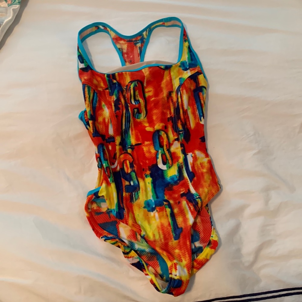 NWOT Bright one piece swimsuit with cut out back